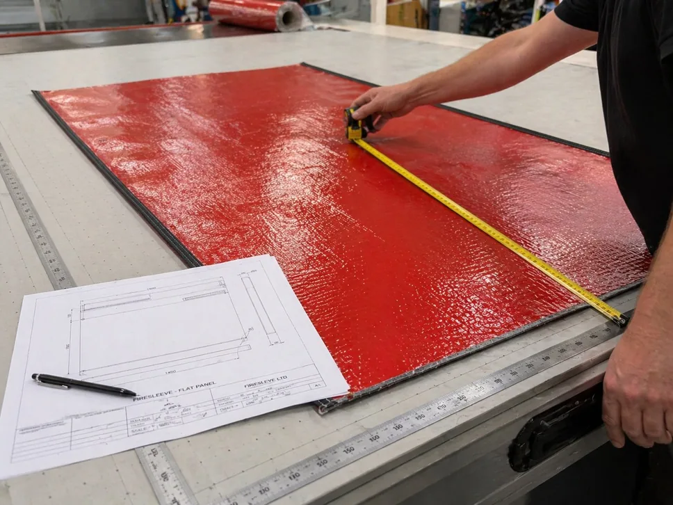 Bespoke and custom firesleeve heat protection sleeving manufactured to order in blue, yellow and black at S Riley Fabrications, Burnley