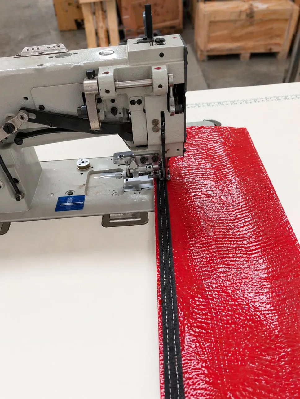 S Riley Fabrications production facility in Burnley, Lancashire — industrial sewing machine stitching firesleeve heat protection sleeve
